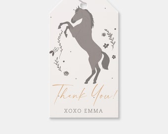 Horse Birthday Party Favor Tag, Thank You Tag, Horseback Riding, Printable, Editable, INSTANT DOWNLOAD