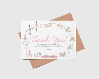 12 Days of Christmas Birthday Thank You Card (Printable, Editable, Instant Download)