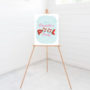 Pool Party Birthday Welcome Sign, 18x24, 24x36, Poster, Summer Celebration, Swimming Birthday Theme, Printable, Editable, INSTANT DOWNLOAD
