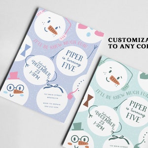 Snowman Birthday Party Invitation, Snowballs, Snow Much Fun, Winter Birthday, Printable ...