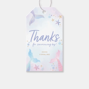 Mermaid Birthday Party Favor Tag, Thank You Tag, Mermaids Tails, Printable, Editable, INSTANT DOWNLOAD
