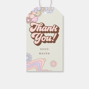 Two Groovy Birthday Party Favor Tag, Thank You Tag, 2nd Birthday, Printable, Editable, INSTANT DOWNLOAD