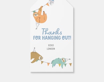Sloth Birthday Party Favor Tags: Printable Thank You (Instant Download)