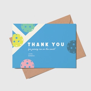 Pickleball Birthday Party Thank You Card, Pickleball Court, Pickleballs, Printable, Editable, INSTANT DOWNLOAD