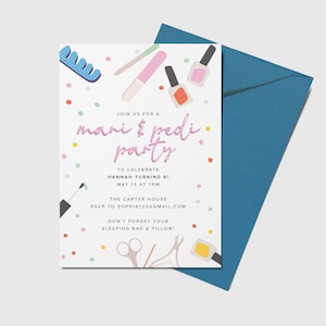 Mani Pedi Birthday Party Invitation, Spa Day, Pamper Party, Printable, Editable, INSTANT DOWNLOAD