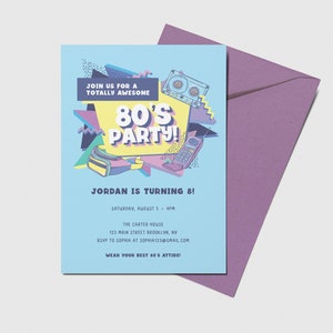 80er Party Einladung zur Geburtstagsfeier, Retro, Fanny Pack, Flip Phone, Throwback, bearbeitbar, bearbeitbar, SOFORTIGER DOWNLOAD