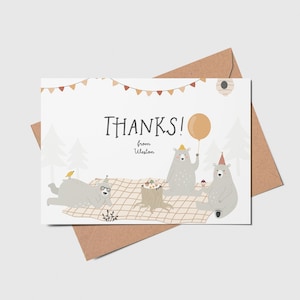 We Can Bear-ly Believe It Birthday Party Thank You Card, Bear Party, Teddy Bear, Printable, Editable, INSTANT DOWNLOAD