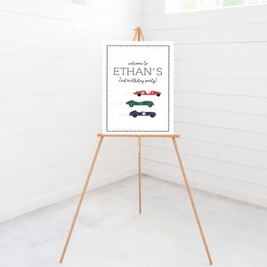 Race Car Birthday Party Welcome Sign, 18x24, 24x36, Poster, 2nd Birthday, Printable, Editable, INSTANT DOWNLOAD