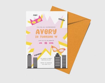 Superhero Birthday Invitation, Superheroes Party, Superhero Theme, Printable, Editable, INSTANT DOWNLOAD