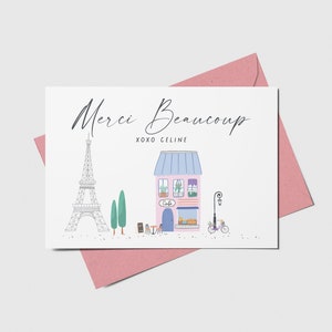 Paris Birthday Party Thank You Card, French Patisserie, French Café, Parisian Cafe, Paris, Printable, Editable, INSTANT DOWNLOAD