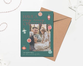 Editable Christmas Photo Card Template: Modern Holiday Design (Digital Download)