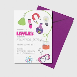 Science Birthday Party Invitation, Chemistry, Science Experiment Birthday Theme, Printable, Editable, INSTANT DOWNLOAD