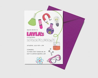 Science Birthday Party Invitation: Chemistry Theme (Printable, Editable, Instant Download)