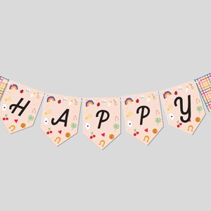 Lucky Charm Birthday Party Flag Banner, Birthday Garland, Party Decor, Luck Charms, Lucky Number 7, Printable, Editable, INSTANT DOWNLOAD