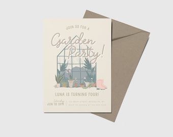 Garden Party Birthday Invitation, Plants, Succulents, Printable, Editable, INSTANT DOWNLOAD