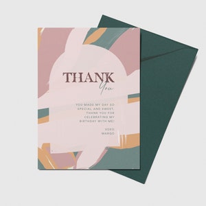 Sweet Sixteen Birthday Party Thank You Card, Abstract Birthday Invite, Modern, Printable, Editable, INSTANT DOWNLOAD