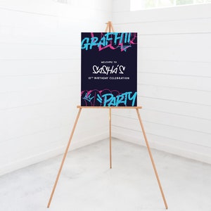 Graffiti Birthday Party Welcome Sign, 18x24, 24x36, Poster, Street Art, Printable, Editable, INSTANT DOWNLOAD