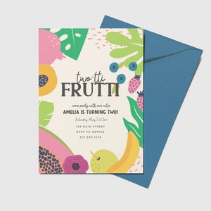 Twotti Frutti Birthday Party Invitation, 2nd Birthday, Tropical Theme, Printable, Editable, INSTANT DOWNLOAD