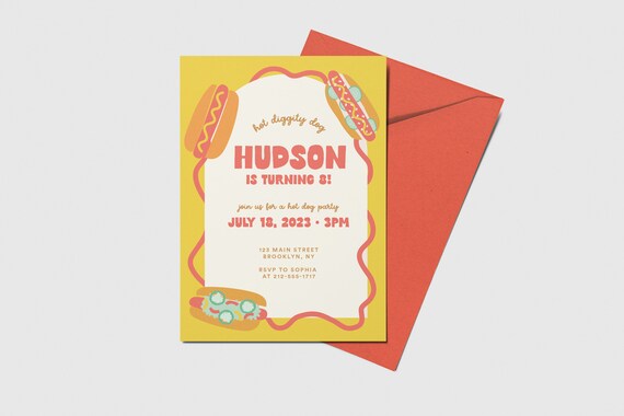 Hot Diggity Dog Birthday Invitation: Summer BBQ Party (INSTANT DOWNLOAD)
