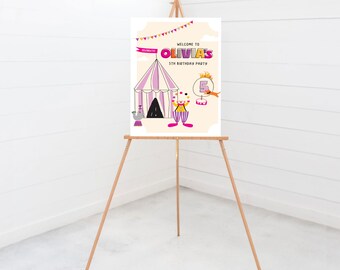 Circus Birthday Welcome Sign: Carnival Party Decor (Digital Download)