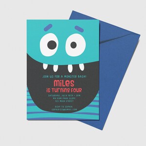 Monster Birthday Party Invitation, Printable, Editable, INSTANT DOWNLOAD