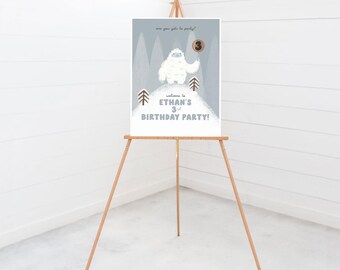 Yeti Birthday Welcome Sign: Winter Party Decor (Digital Download)