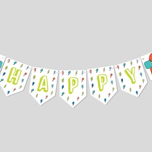 Skateboard Birthday Party Flag Banner, Garland, Decorations, Printable, Editable, INSTANT DOWNLOAD