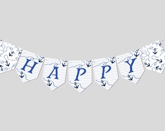 Nautical Anchor Party Banner: Editable Birthday Garland (Digital Download)