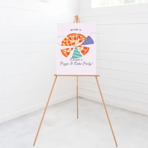 Pizza Party Birthday Welcome Sign, 18x24, 24x36, Poster, A Slice of Fun, Party Hats, Pizzeria, Printable, Editable, INSTANT DOWNLOAD
