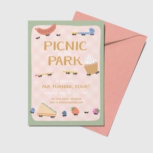 Picnic in the Park Birthday Party Invitation, Summer Celebration, Party in the Park, Summer Picnic, Printable, Editable, INSTANT DOWNLOAD