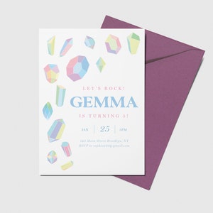 Gems Birthday Party Invitation, Gemstone, Crystals, Geode Rocks, Gender Neutral, Printable, Editable, INSTANT DOWNLOAD