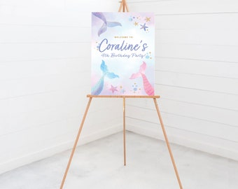 Mermaid Birthday Welcome Sign: Under the Sea Party Decor (Digital Download)