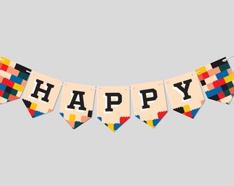 Printable Custom Brick Building Block Party Sign Banner Sign Decor ...