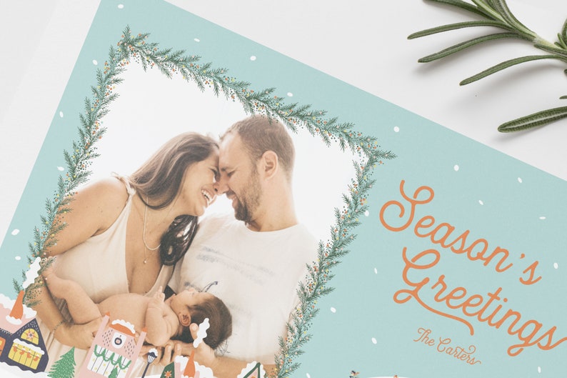 Modern Holiday Card, Holiday Photo Card Template, Christmas Card, Holiday Photo Card, Printable, Editable, INSTANT DOWNLOAD image 2