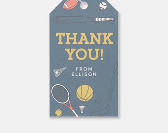 Sports Birthday Party Favor Tag, Thank You Tag, Printable, Editable, INSTANT DOWNLOAD