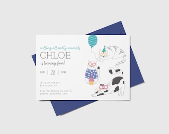 Cat Birthday Party Invitation: Kitten Theme, Editable (Digital Download)