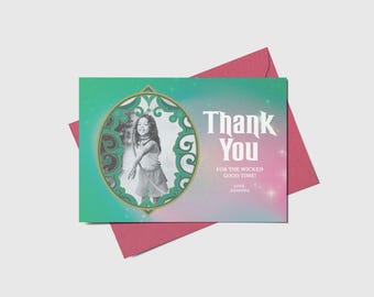 Oz Birthday Thank You Card with Photo: Emerald, Pink, Green (Printable, Editable, INSTANT DOWNLOAD)