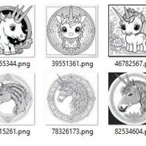 21 Unicorn coloring book pages