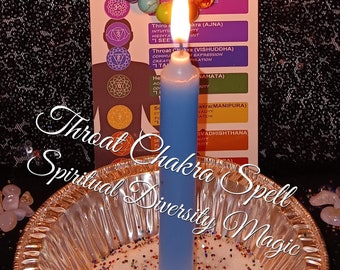 Throat Chakra Balancing Spell. Vishuddha chakra clearing. Ritual meditation photos.