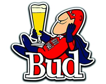 Budweiser Bud Man With a Glass of Budweiser Decal Window Sticker Bumper Sticker