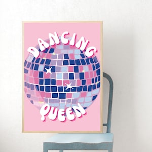 Dancing Queen, Disco Ball Decor, Disco Ball Print, Disco Ball Art, Pastel Room Decor, Retro Decor 70s