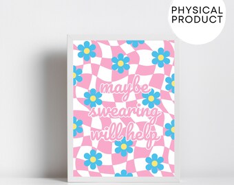 Retro flower print, Groovy wall art, 70s wall art, 70s poster, Funny poster, Pastel pink wall art, Retro decor 70s, Hippie room decor