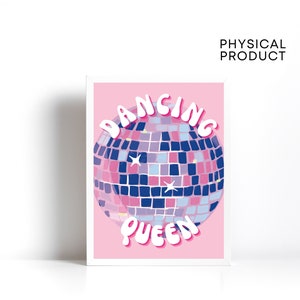 Reina del baile, letras de canciones, arte de pared, decoración de bolas de discoteca, impresión de bolas de discoteca, arte de bolas de discoteca, decoración de habitaciones en colores pastel, decoración retro de los años 70, arte de canciones