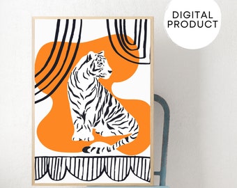 White tiger, Tiger print, Tiger poster, Tiger wall art, Tiger art print, Tiger art, Colorful wall art
