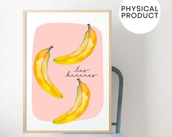 Banana, Fruit Poster, Fruit Print, Fruit Wall Art, French Watercolor, Trendy Poster, Whimsical Art Print