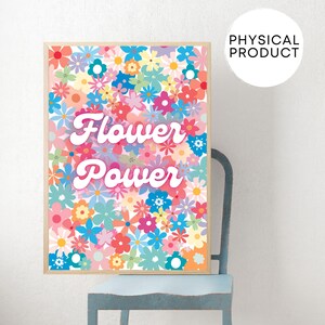 Flower power, Decoración de la habitación hippie, Póster rosa retro, Decoración hippie boho, Impresión artística caprichosa