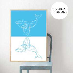 Ballena jorobada, Decoración de ballenas, Cartel del océano, Carteles brillantes, Arte de ballenas, Arte mural de ballenas