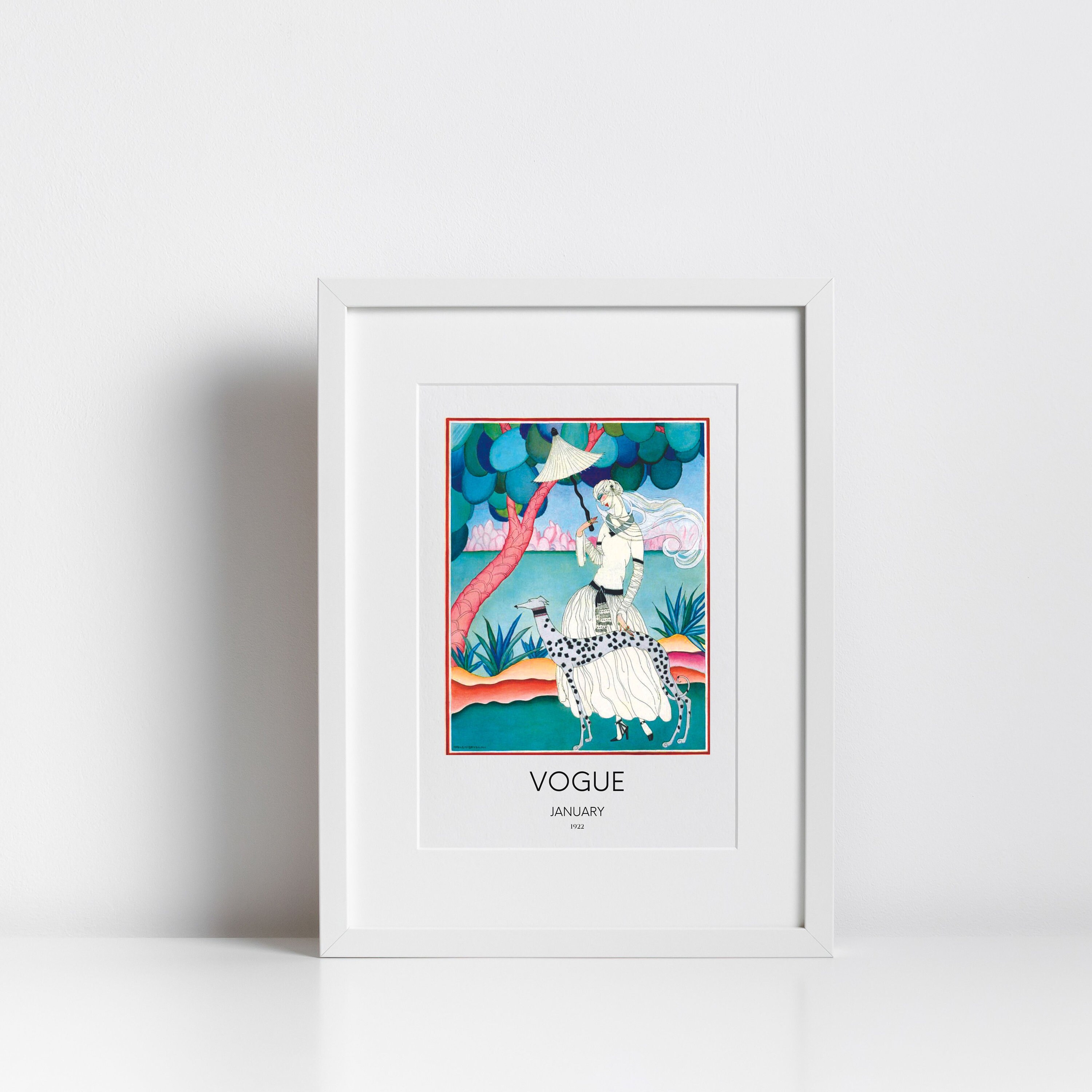 Colorful Vintage Art, Dalmatian, 1920s Art, Feminine Wall Art