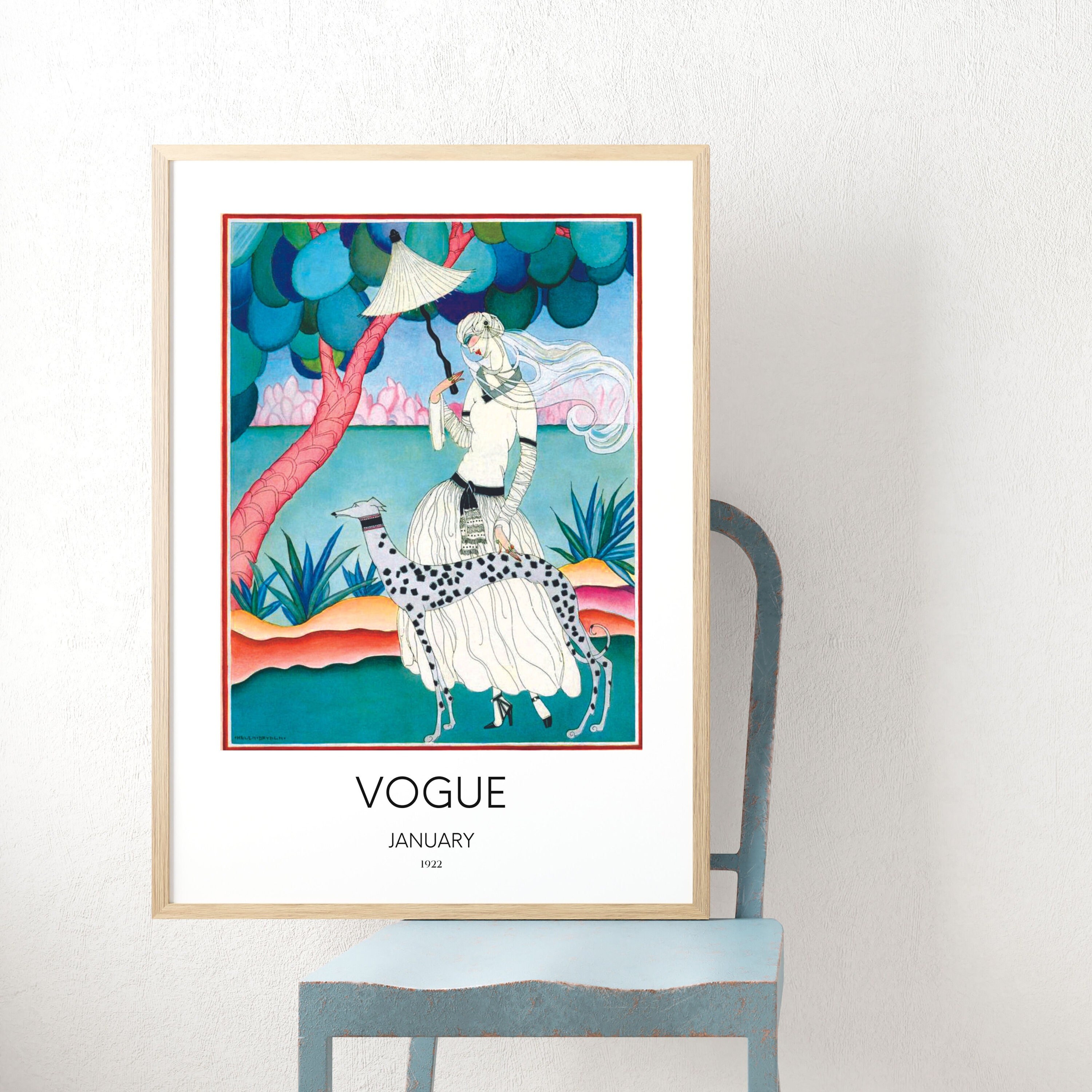 Colorful Vintage Art, Dalmatian, 1920s Art, Feminine Wall Art