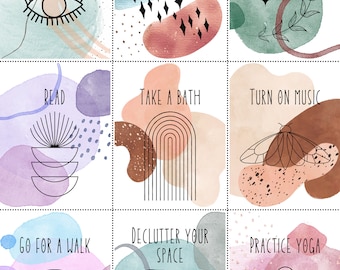 Daily self care, Health and wellness, Self care cards, Self Care printable, Mental wellness